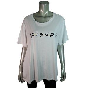 H&M‎ Friends T-Shirt Plus Size XXL 100% Cotton Stretch Short Sleeve Casual White